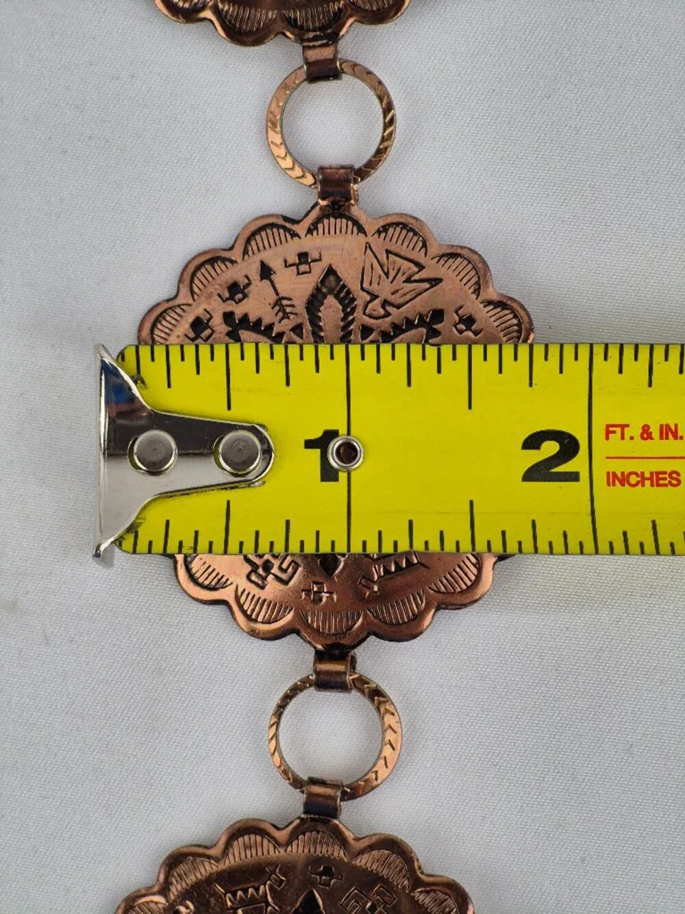 Vintage Native American Style Copper Tone Medallion Belt - Picture 10 of 10